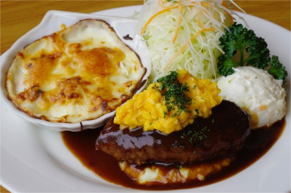 ハンバーグ＆シーフードグラタン
