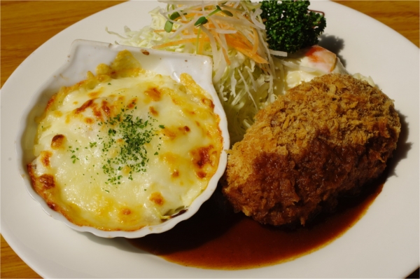 メンチカツ&エビマカロニグラタン